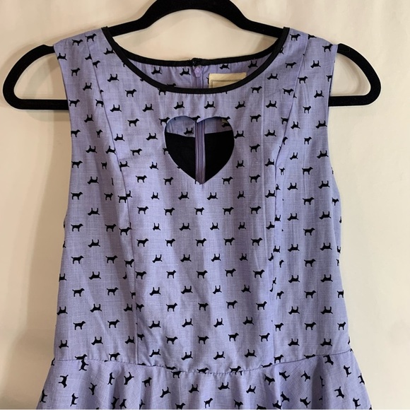 Ducks in a Row Purple Dog Print Heart Cutout Fit & Flare Dress, size S - Picture 6 of 14